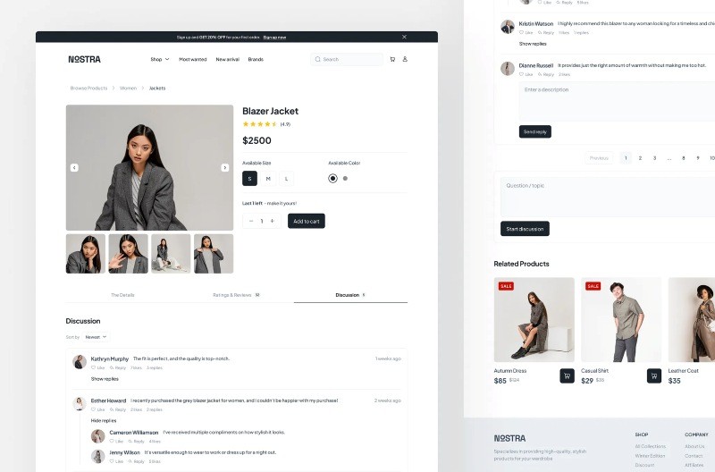 Product detail page