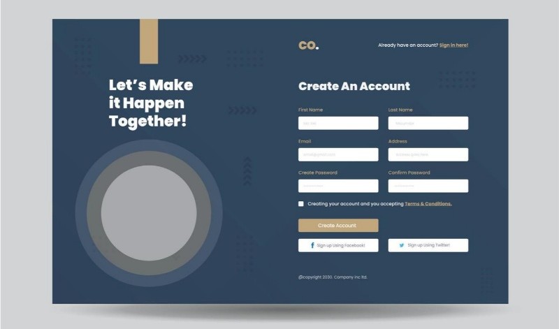 Thiết kế register form