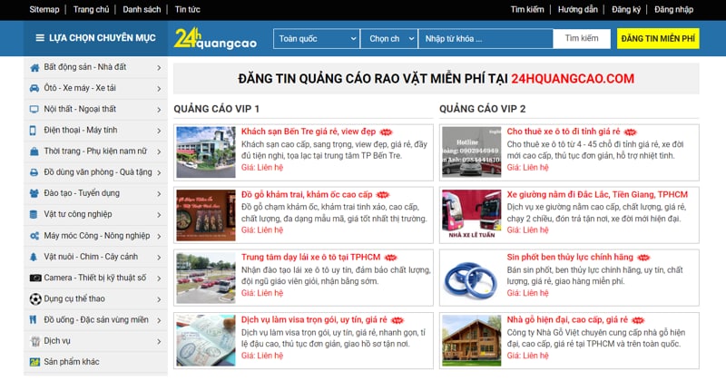 Thiết kế web rao vặt chuyên nghiệp