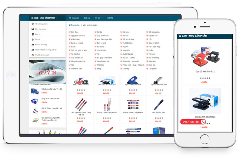 Thiết kế web văn phòng phẩm